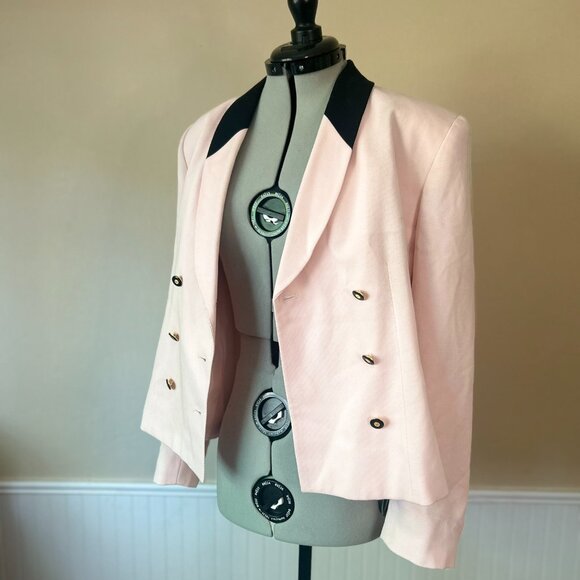 Kasper for ASL Pink Double Breasted Short Blazer | Vintage 80s | Size 10 - Picture 6 of 8